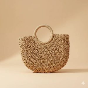 Sac Panier Tressé Anses Rondes Estival