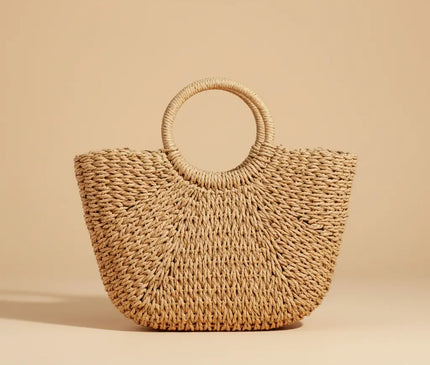 Sac Panier Cordon Paille Tressée Rigide