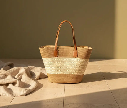 Sac Panier Épaule Rayures Estivales