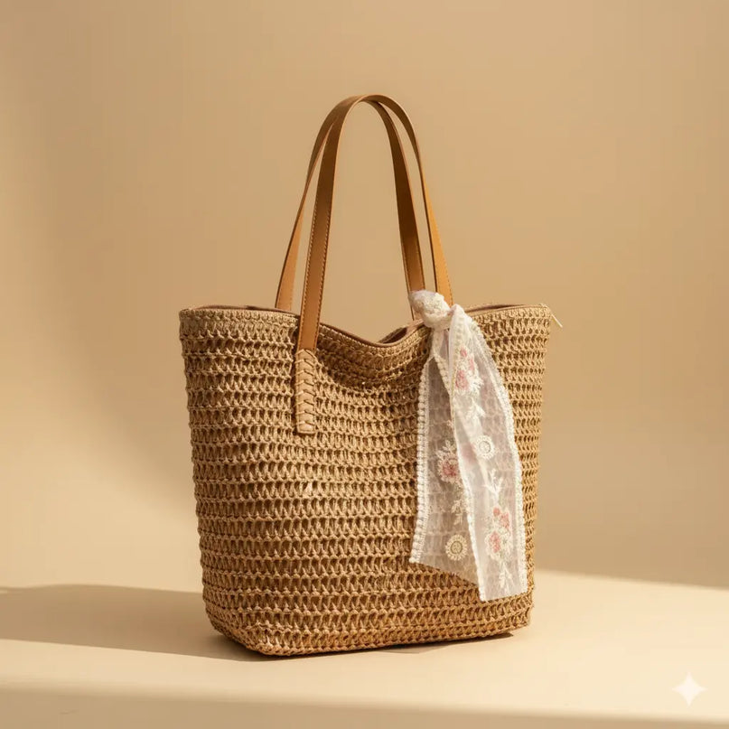 Sac Panier Épaule Tressé Dentelle