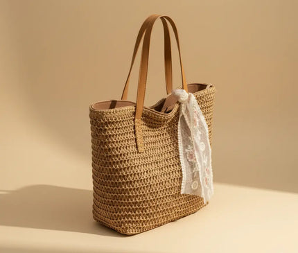 Sac Panier Épaule Tressé Dentelle