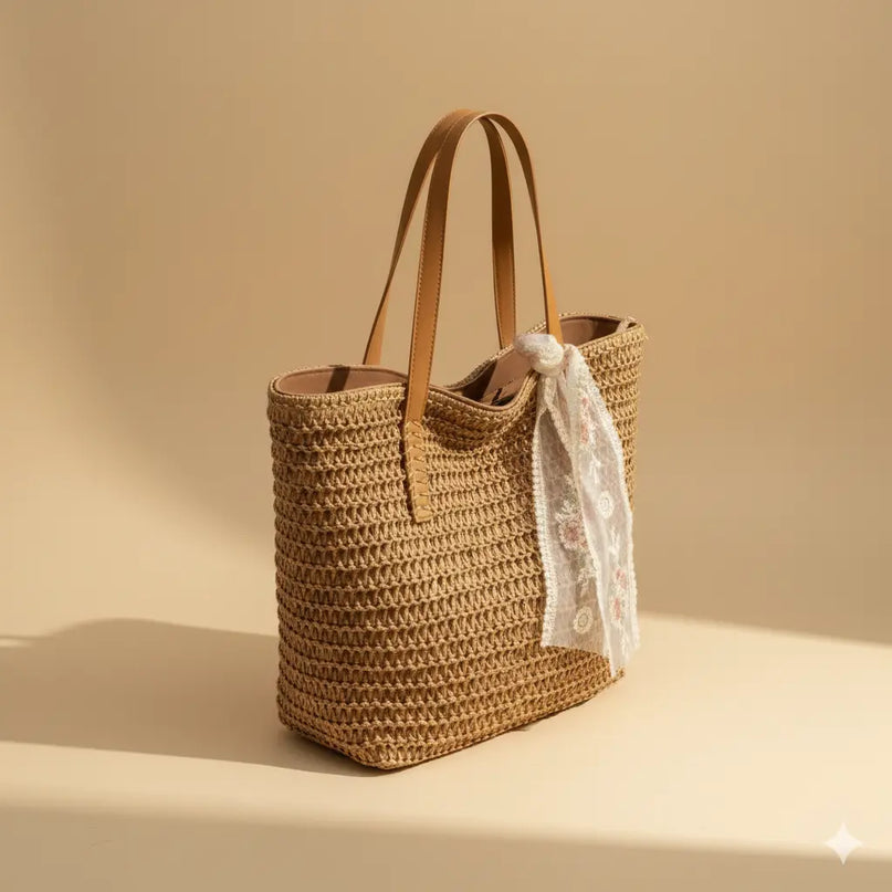 Sac Panier Épaule Tressé Dentelle