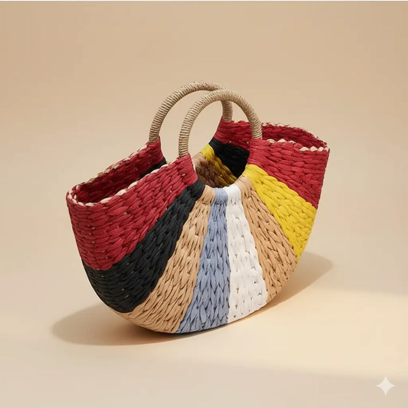 Sac Panier Femme Papier Tressé Souple
