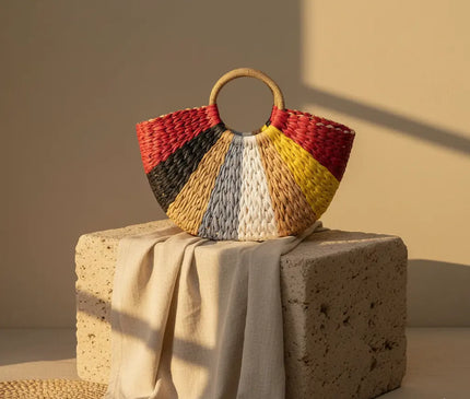 Sac Panier Femme Papier Tressé Souple