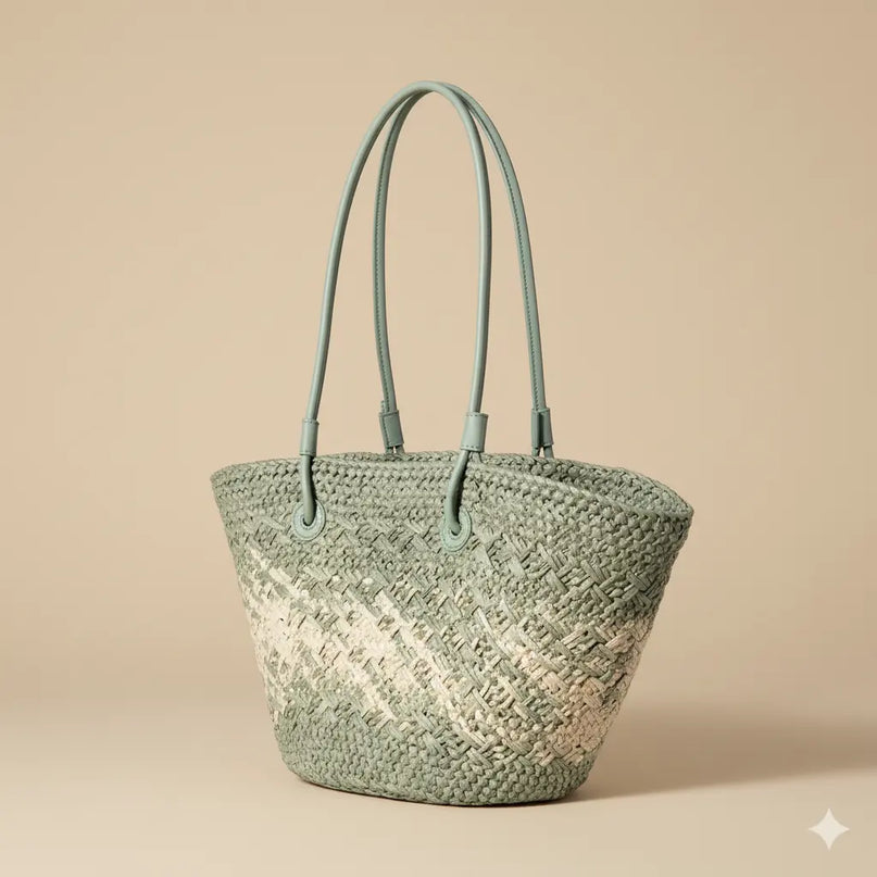 Sac Panier Grand Tressé Paille Épaule