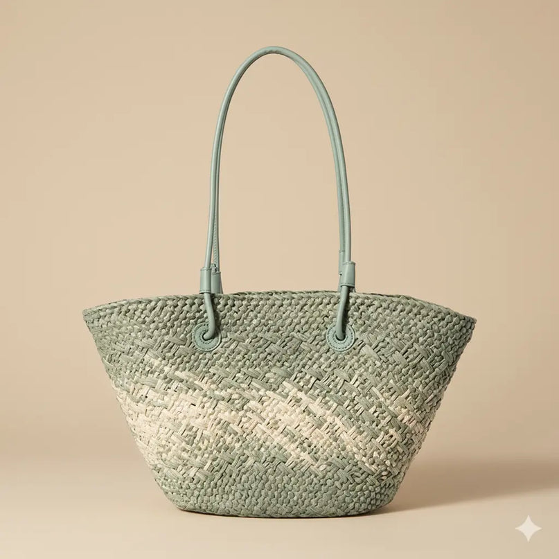 Sac Panier Grand Tressé Paille Épaule