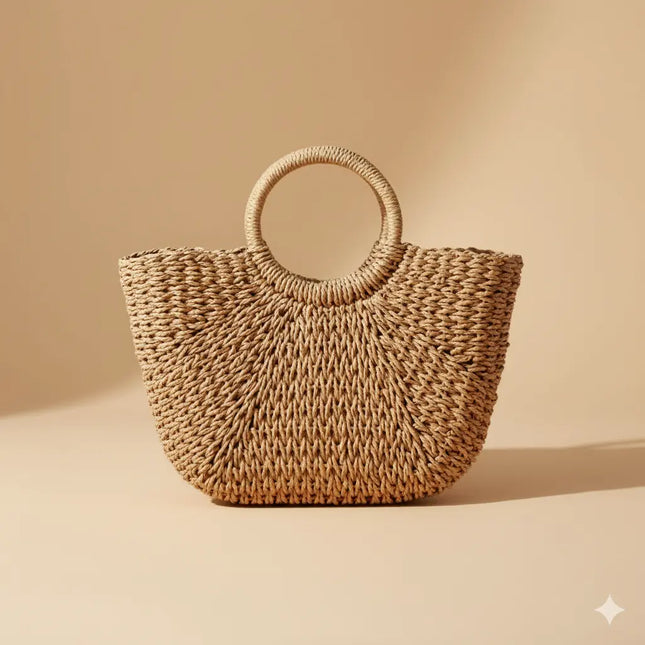 Sac Panier Tressé Structuré Poignée Haute