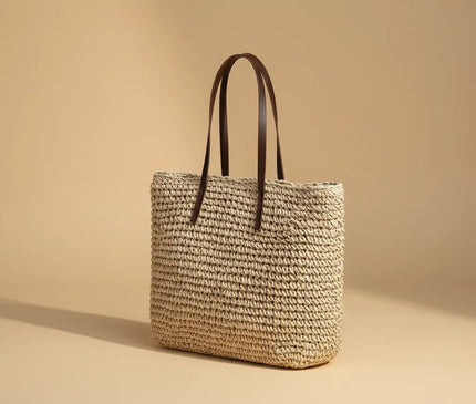 Sac Panier Tressé Anses Épaules