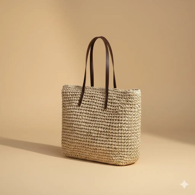 Sac Panier Tressé Anses Épaules