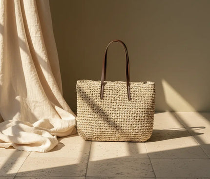 Sac Panier Tressé Anses Épaules