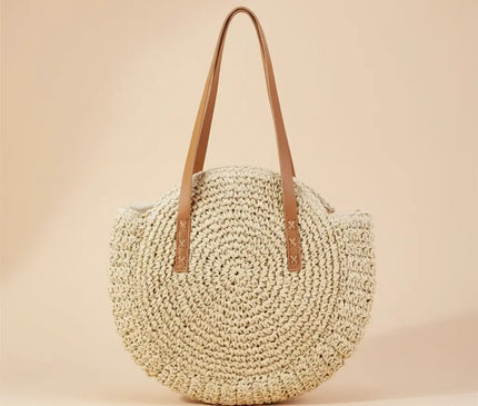 Sac Panier Rond Tressé Style Bohème