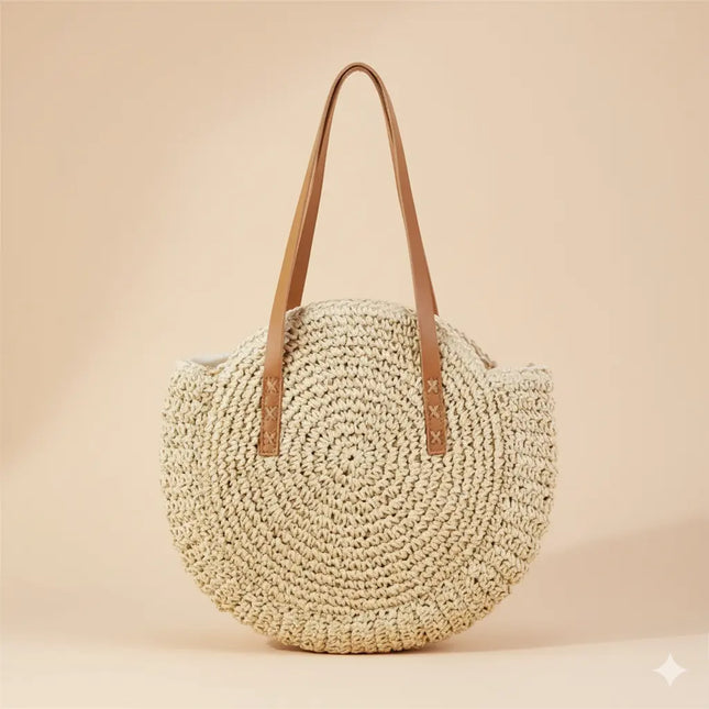 Sac Panier Rond Tressé Style Bohème