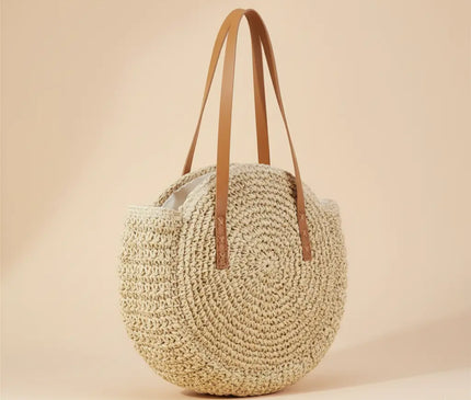 Sac Panier Rond Tressé Style Bohème