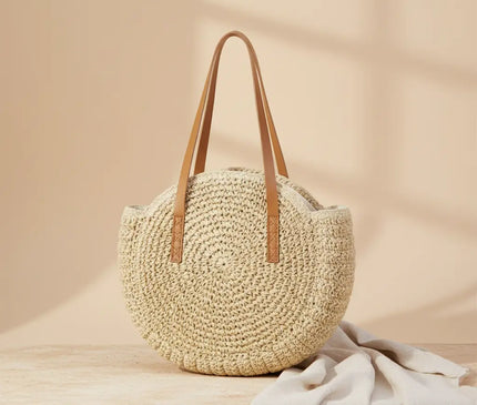 Sac Panier Rond Tressé Style Bohème