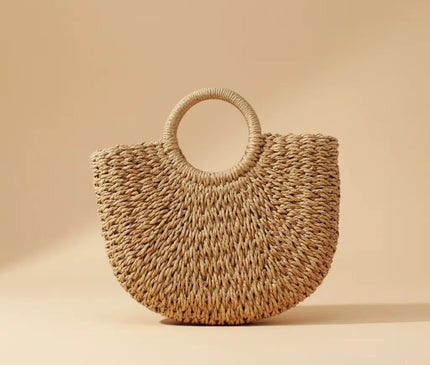 Sac Panier Tressé Anses Rondes Estival