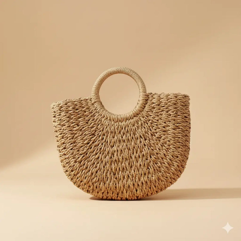 Sac Panier Tressé Anses Rondes Estival