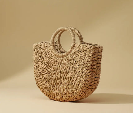 Sac Panier Tressé Anses Rondes Estival