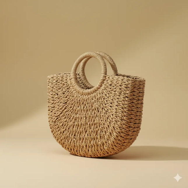 Sac Panier Tressé Anses Rondes Estival