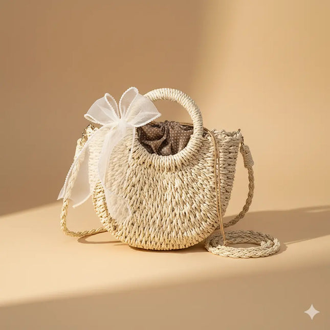 Sac Panier Tressé Fleurs Bohème