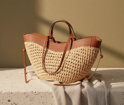 Sac Panier Hobo Tressé Bicolore