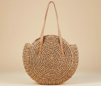 Sac Panier Paille Rond Bohème Zippé