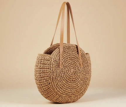 Sac Panier Paille Rond Bohème Zippé