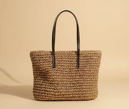 Sac Panier Paille Épaule Zippé