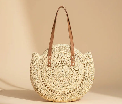 Sac Panier Paille Circulaire Bohème Zippé