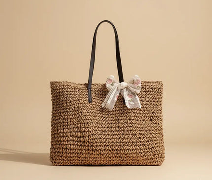 Sac Panier Paille Tressé Bohème Fermeture