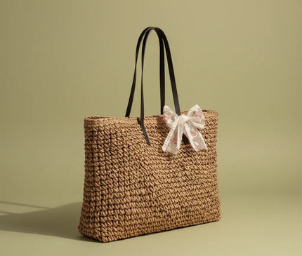 Sac Panier Paille Tressé Bohème Fermeture