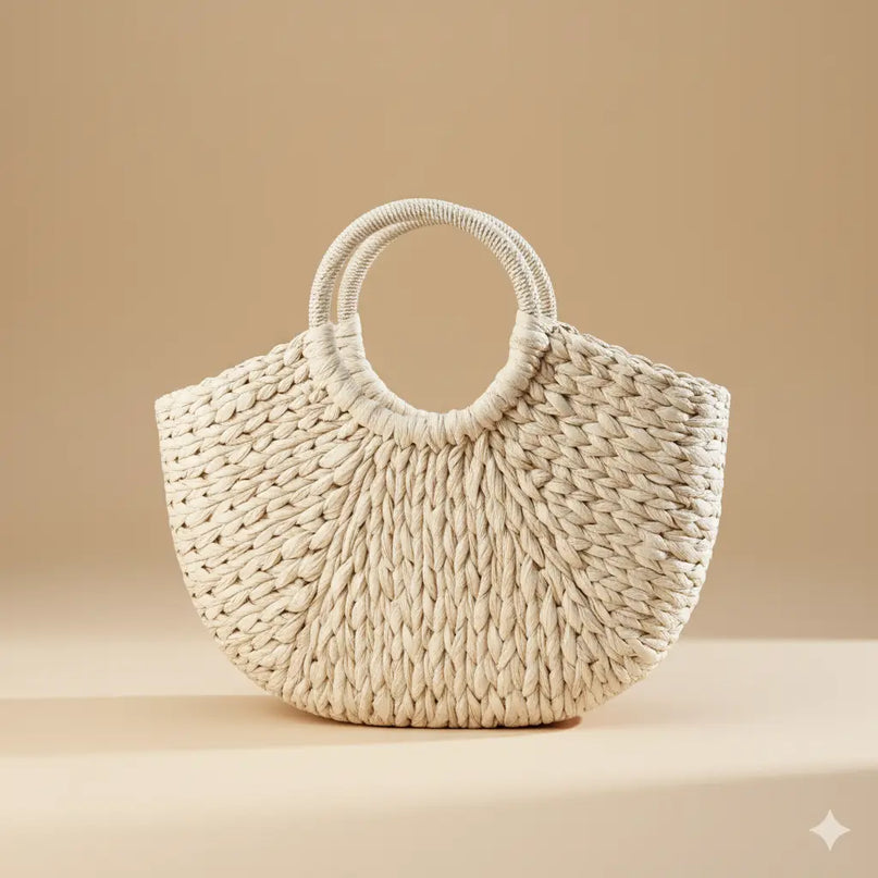 Sac Panier Papier Tressé Multicolore