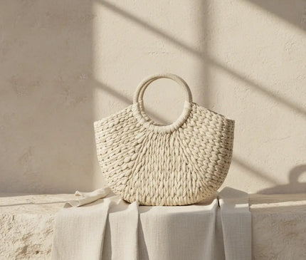 Sac Panier Papier Tressé Multicolore