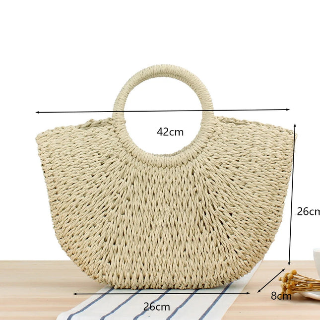Sac Panier Paille Éventail Anse Ronde