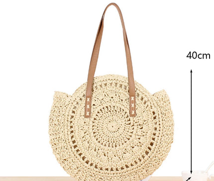 Sac Panier Paille Circulaire Bohème Zippé