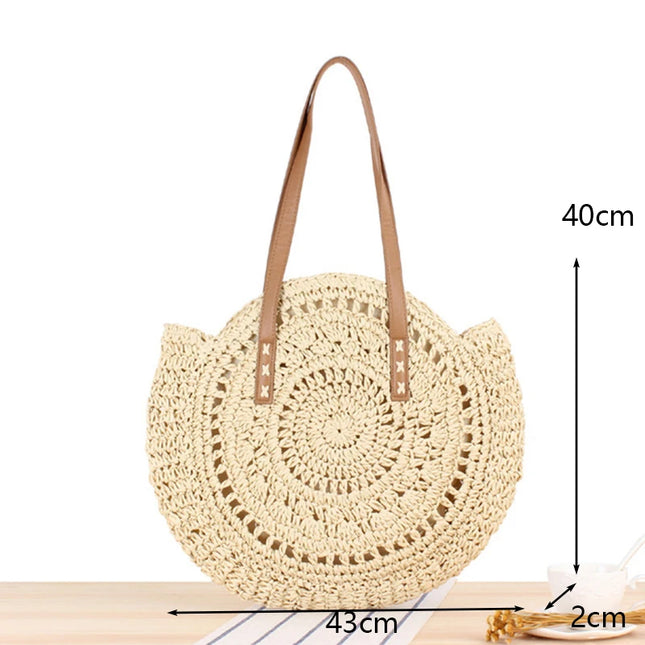 Sac Panier Paille Circulaire Bohème Zippé