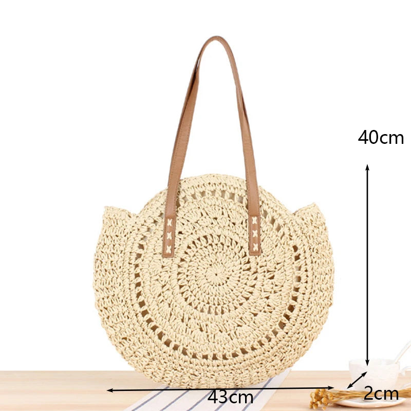 Sac Panier Paille Circulaire Bohème Zippé