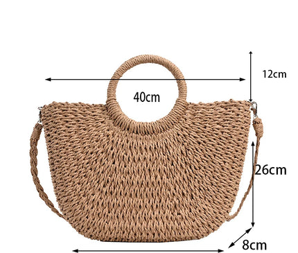 Sac Panier Paille Circulaire Cordon Bohème