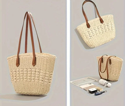 Sac Panier Paille Épaule Rigide Ajouré