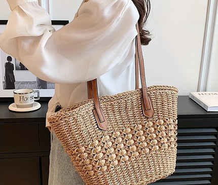 Sac Panier Paille Épaule Rigide Ajouré