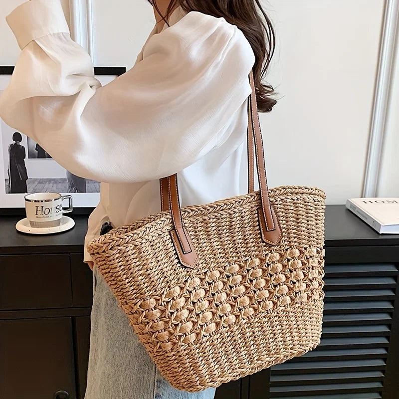 Sac Panier Paille Été Ajouré Zippé