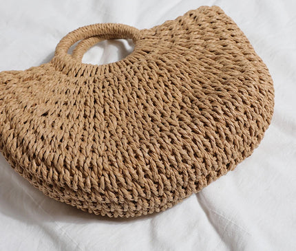 Sac Panier Paille Bohème Poignée Intégrée