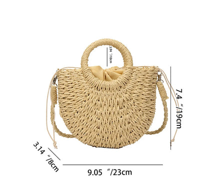Sac Panier Paille Tressé Demi-Lune