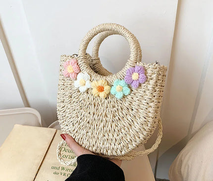 Sac Panier Paille Nœud Bohème Tressé