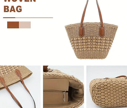 Sac Panier Paille Épaule Rigide Ajouré