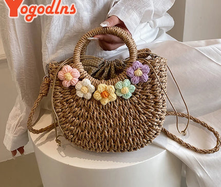 Sac Panier Paille Nœud Bohème Tressé
