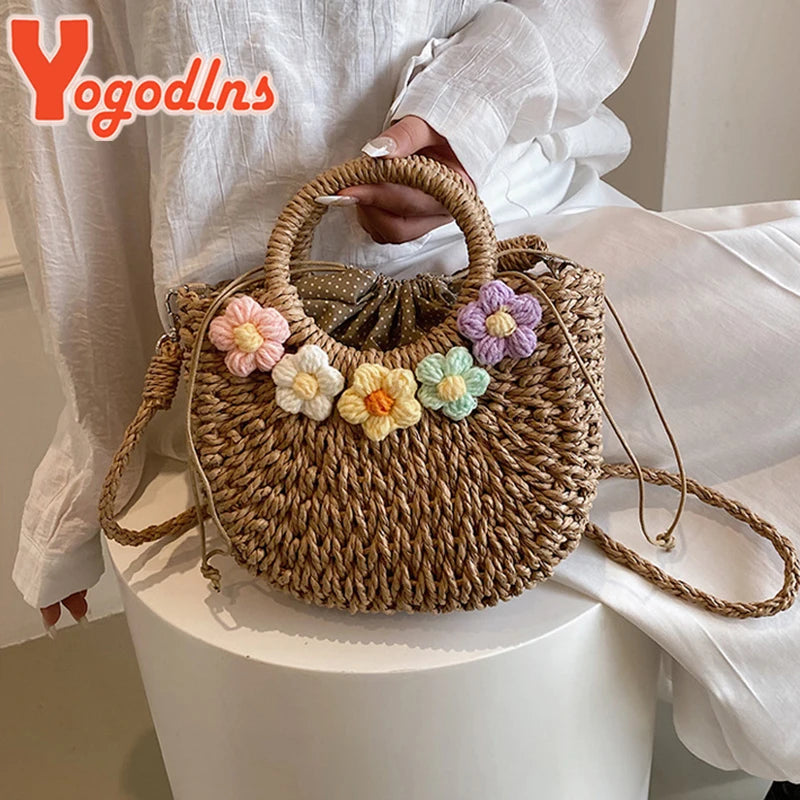 Sac Panier Rond Ruban Élégant