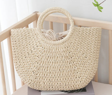 Sac Panier Paille Anses Tressées Bohème