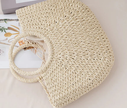 Sac Panier Paille Souple Fermeture Cordon