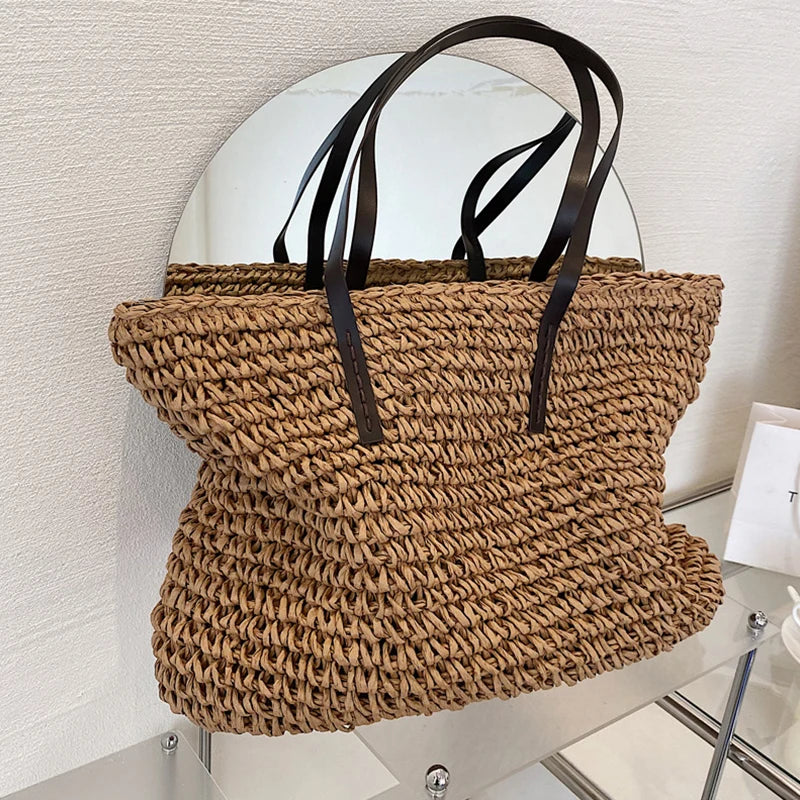 Sac Panier Paille Épaule Zippé