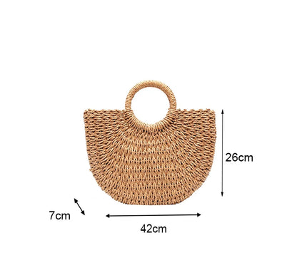 Sac Panier Paille Souple Fermeture Cordon